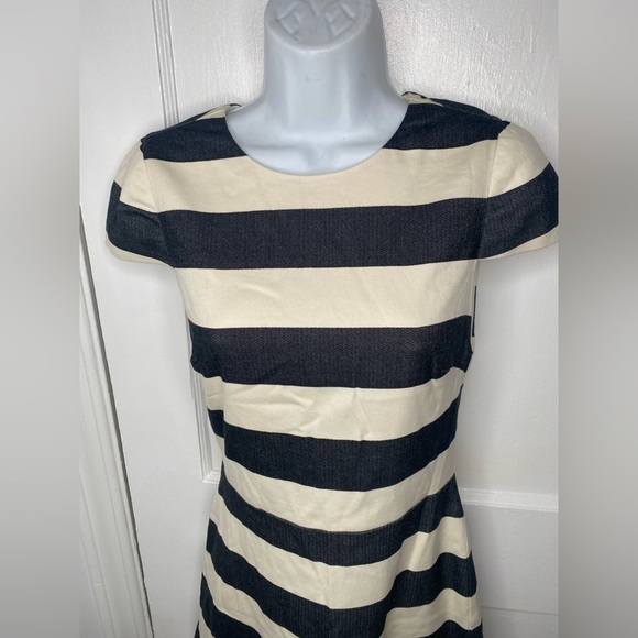 Alice + Olivia Fantine Ruffled Stripe Cap Sleeve Flare Mini Dress - Picture 7 of 14